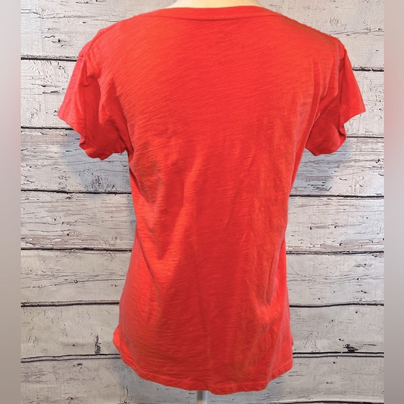 CUFFY'S OF CAPE COD T-Shirt V Neck Coral/Navy-Large - Picture 2 of 2
